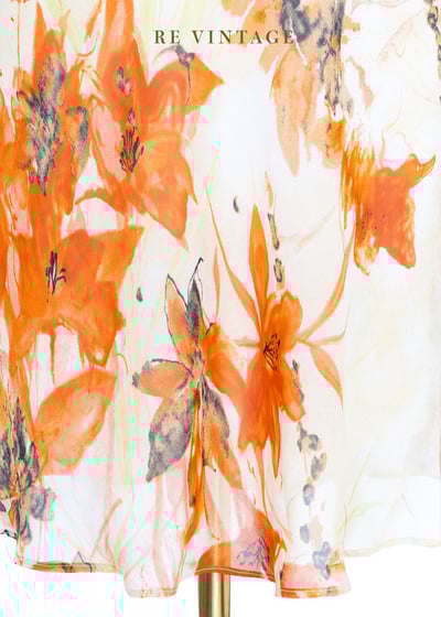 Vibrant Orange 水彩小花雪紡及膝裙（25"）4