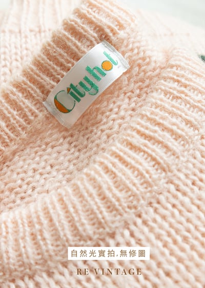甜美の桃子色毛線花刺繡針織毛衣14
