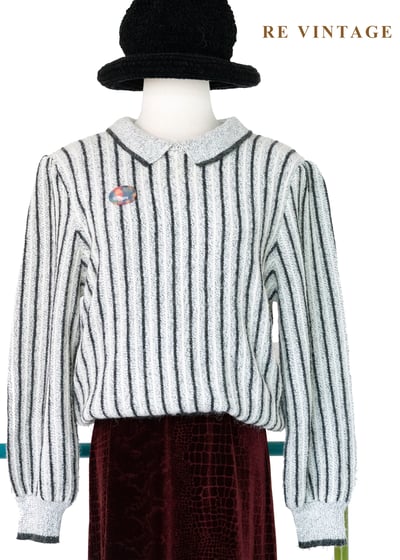 鹽系少女灰白線條針織毛衣1