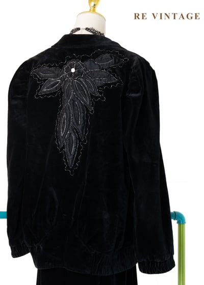 花羽輪廓黑絨深處外套16