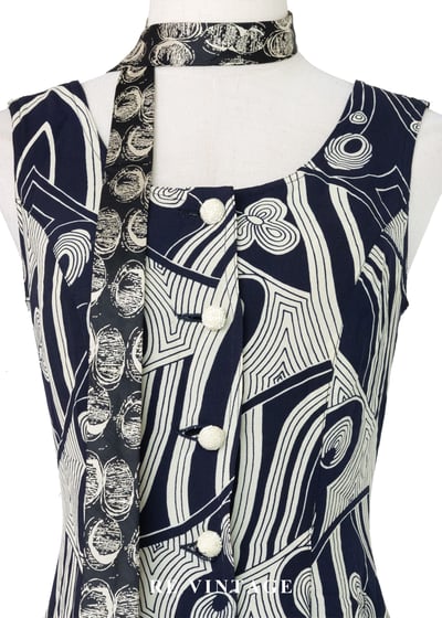 迷幻迴圈 - 深藍流動線條長洋裝6