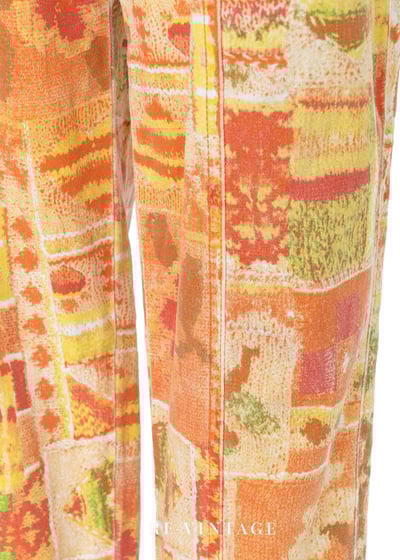 太陽橘花臂拼圖高腰小腳褲（27"）11