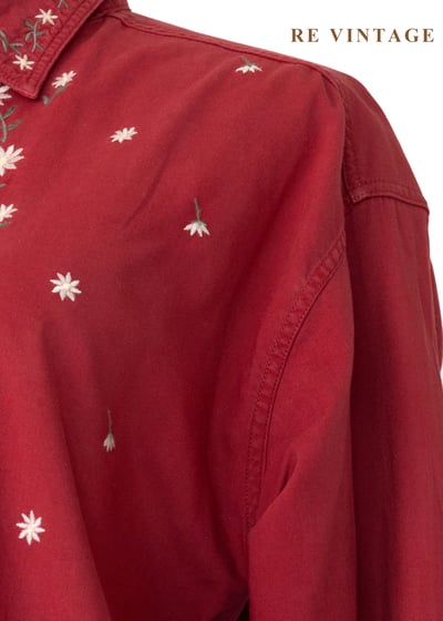 霧紅色歐洲鄉村小花長袖襯衫6