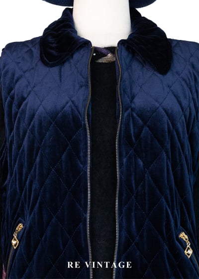 Royal Blue Quilted Vest 深藍貴氣絨布背心4