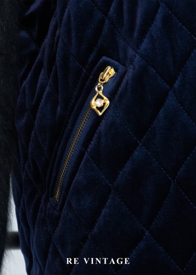 Royal Blue Quilted Vest 深藍貴氣絨布背心6