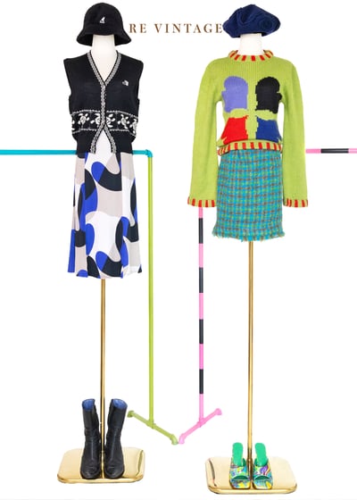 鮮藍色の黑白灰相間光影美裙（24”-27“）2