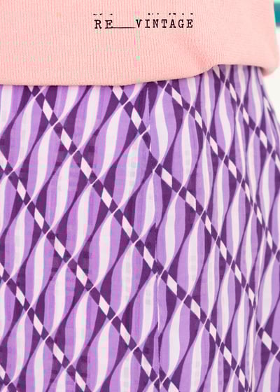 薰衣草波紋菱格中長裙6