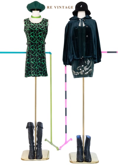 螢光綠長頸鹿紋絨布迷你洋裝2