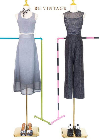 深灰色斑駁小紋高腰直筒褲（29"）2