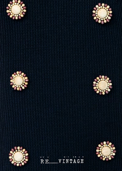 小花木釦鬆餅格布料黑色長洋裝5