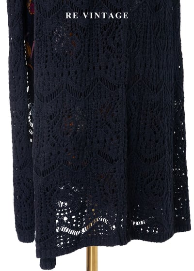 Dark Navy長版圖騰鉤針罩衫11