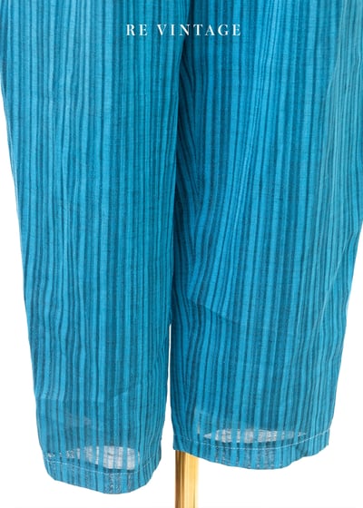 Bohemian 湖水藍線條高腰小腳褲（25"-27")4