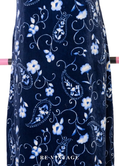 月光身藍花會絨布長洋裝6
