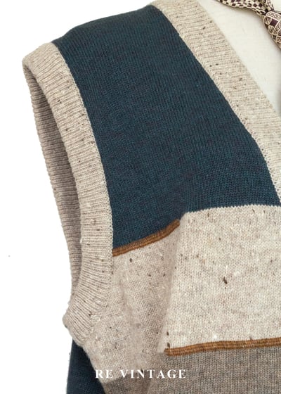 日本製 - 混色大色塊拼貼針織背心5