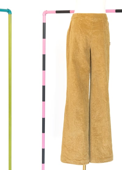 亮金金の小花刺繡寬版褲6