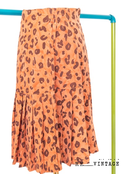暗橘色小豹紋百摺短裙（25"）4