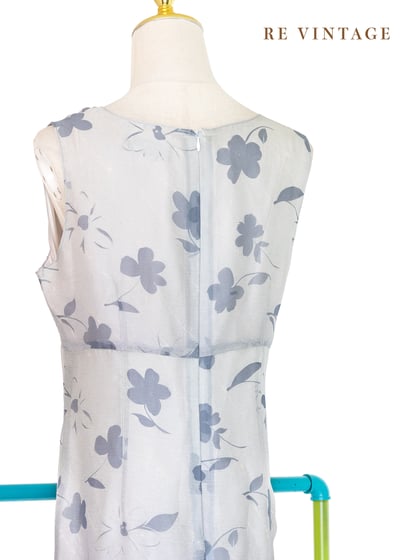 黃昏灰霧漸層飄逸灰花長洋裝13