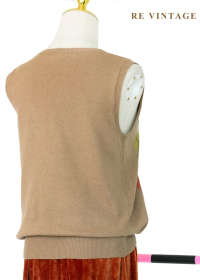 彩紅菱格學院筆記毛線背心7