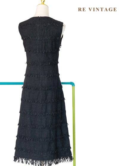 深藍多層次毛邊Ｖ領洋裝11