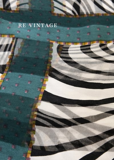 墨綠色の搖混視覺黑白斑馬紋絲巾10