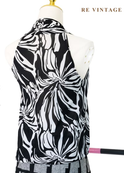 黑白流動藝術繞頸背心10