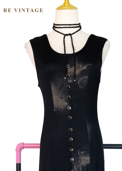 潑墨暈染排釦唯美長洋裝3