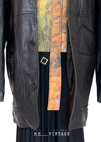 高級霧面黑長版皮革外套4