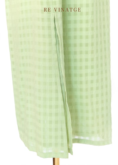 草綠色格紋高腰長裙7