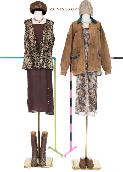 綠棕色野性豹影絨布寬版背心2