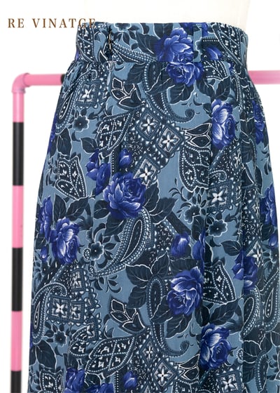 琉璃藍玫瑰花中長裙4