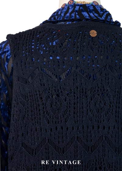 Dark Navy長版圖騰鉤針罩衫15