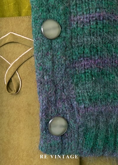 可愛的綠紫色條紋針織外套8