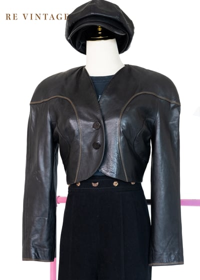 西班牙製 - 帥氣短版皮革外套6