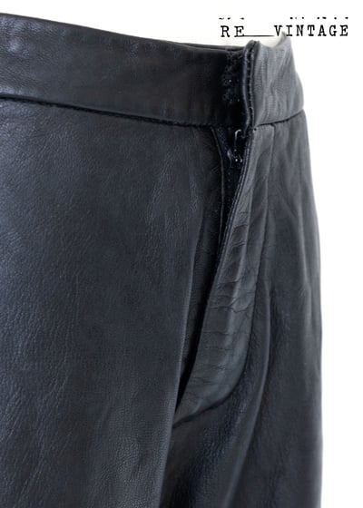 黑色皮革喇叭褲6
