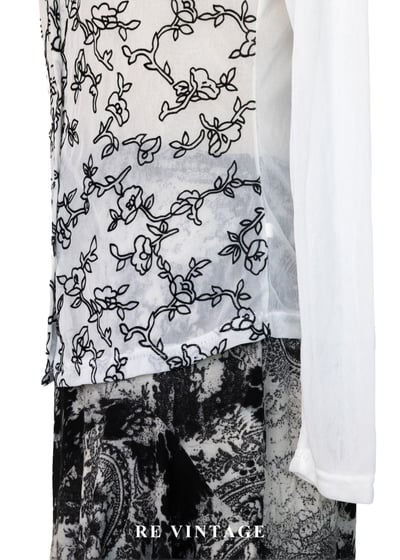 二次元黑白花卉線稿上衣14