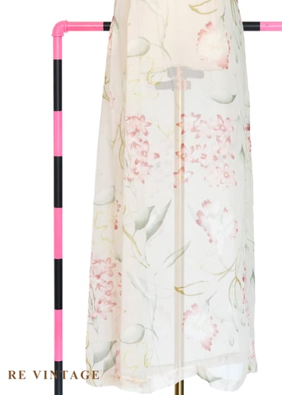 田園碎花方領透膚花卉長洋裝11