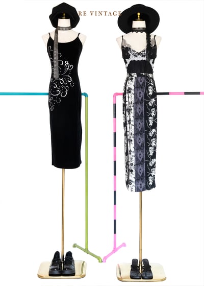 質感單品 - 花影蜿蜒流動黑絨細肩帶洋裝2