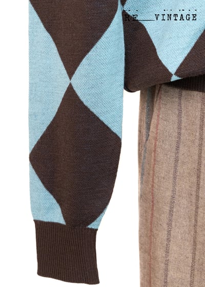 巴黎鐵塔の藍天菱格針織毛衣9