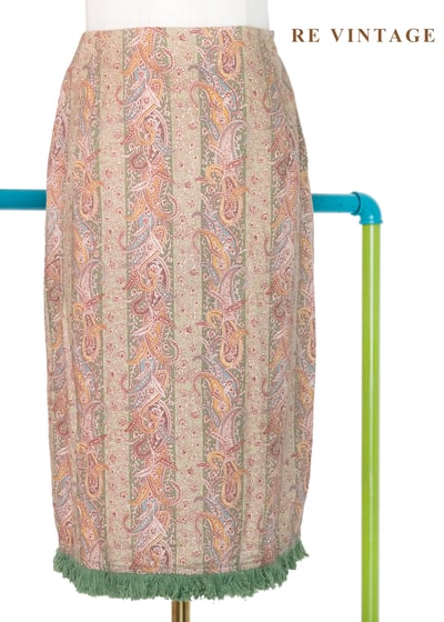 東方花紋草綠流蘇及膝裙（24.5）7