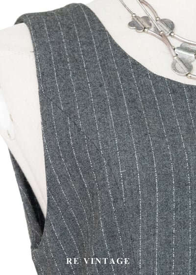 質感單品 - 倫敦霧中細條紋毛呢長洋裝5