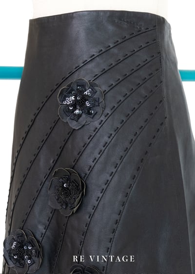 立體小花皮革美裙（26"）5