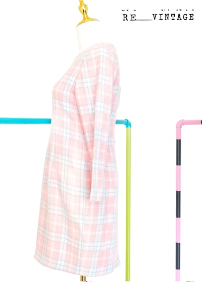 粉紅公主格紋毛料洋裝6