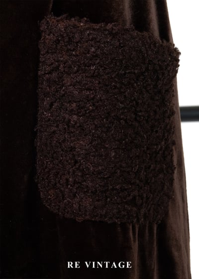 香港製 - 泰迪熊熊深棕毛絨大口袋連身長洋裝9