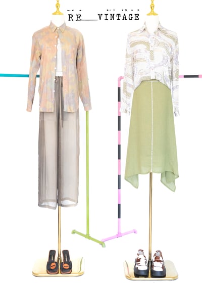 草綠色氣質不規則下擺中長裙2