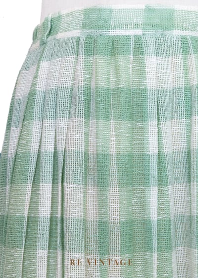 野餐好心情米黃綠格紋美裙（26"）5