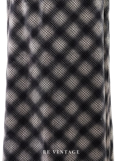 黑線灰灰菱格紋路絨布長裙（27"）4