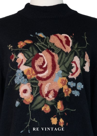 法式溫柔花束黑色針織毛衣3