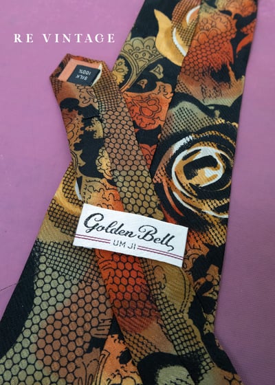 巴洛克式浪漫焦糖色玫瑰印花領帶3