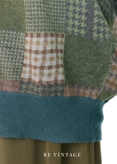 Courtyard 薄款寬鬆千鳥格紋套頭毛衣11