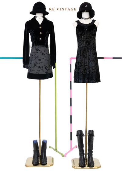 質感單品 - 黑天鵝絨布圓領迷你洋裝2